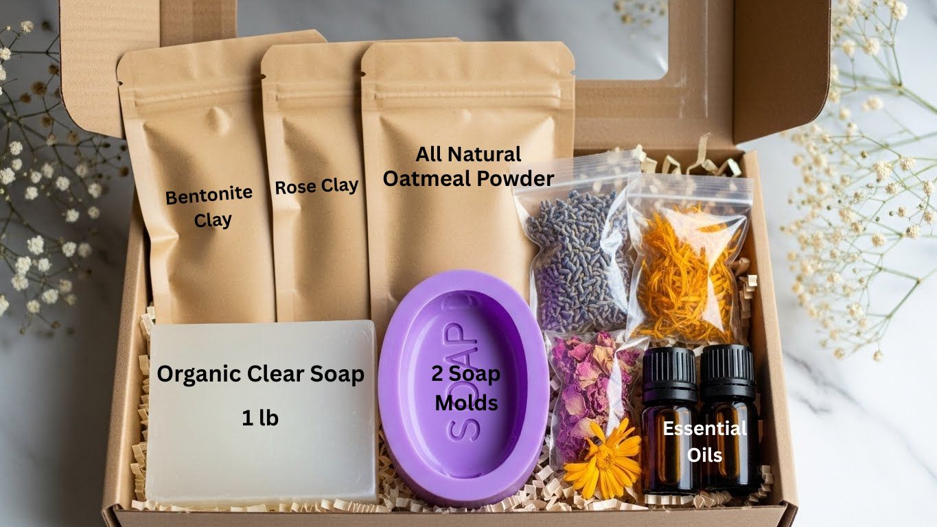 DIY Organic Clear  Soap Making Kit: Natural Oils, Oats & Botanicals