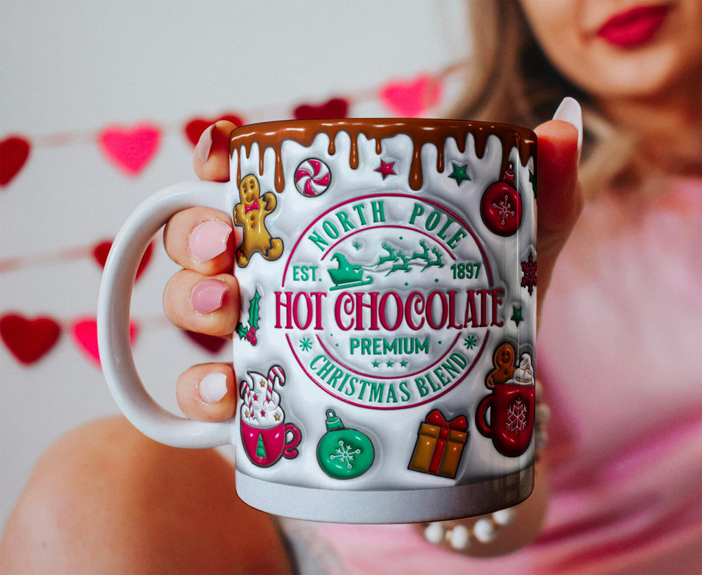 “Hot Chocolate Christmas Mug – 3D Effect Illusion Cup, Cozy Holiday Gift Mug for Cocoa Lovers”