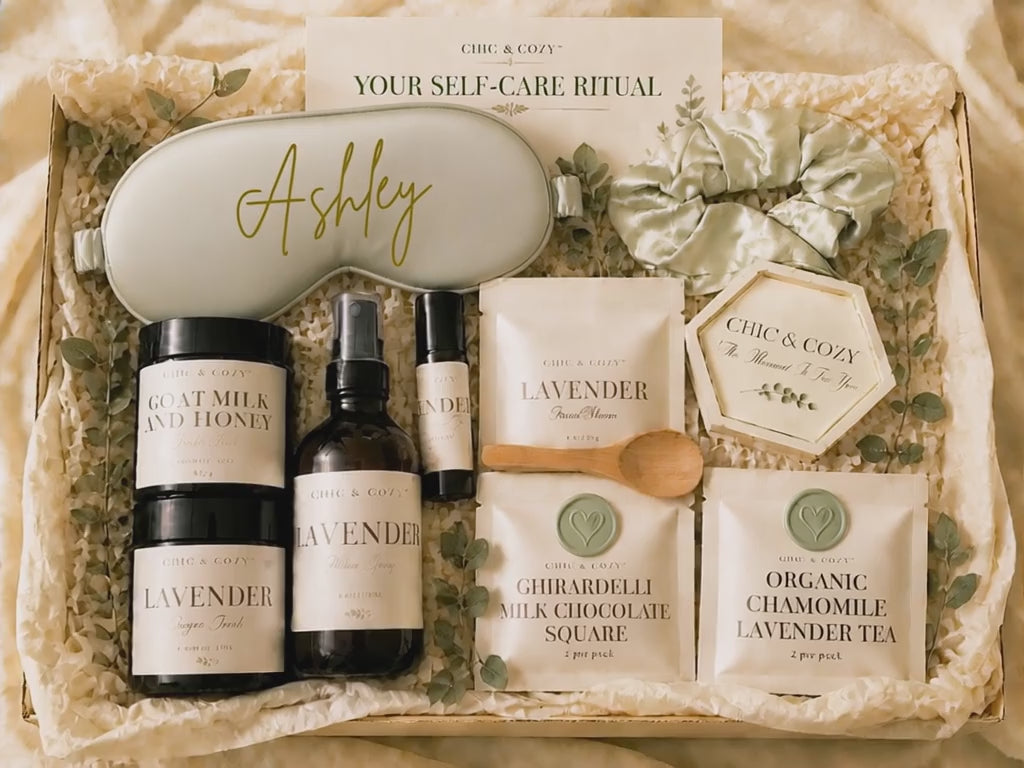 Personalize Silk Spa Gift Box for Women, Self Care Basket, Relaxation Set, Birthday for Her, Thinking of You , Pamper Box