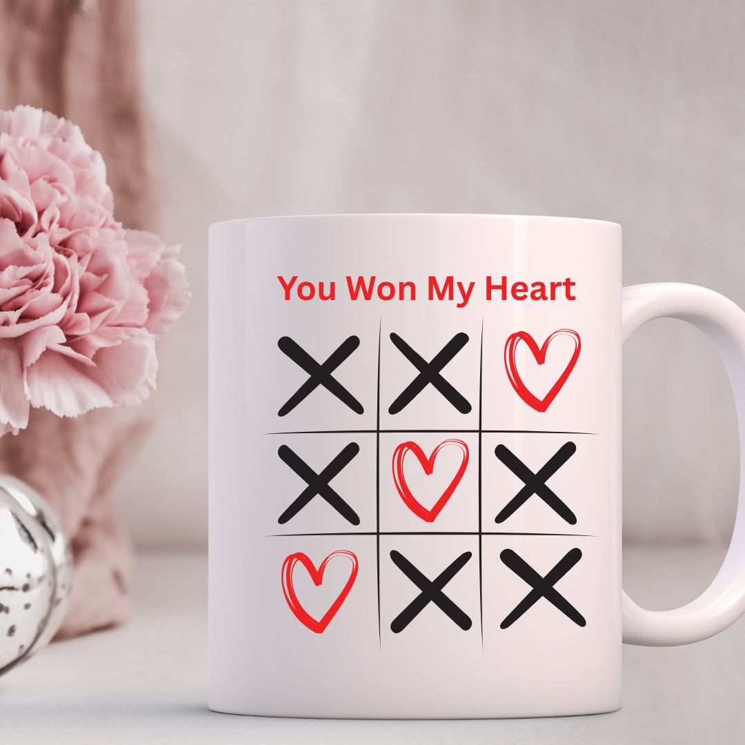 12 oz Valentine Tic Tac Toe Ceramic Mug – Fun & Romantic Sublimation Print